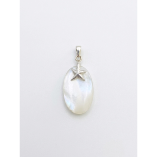 Pendentif Nacre Blanche Étoile de Mer Argent 925 - Bijou Marin