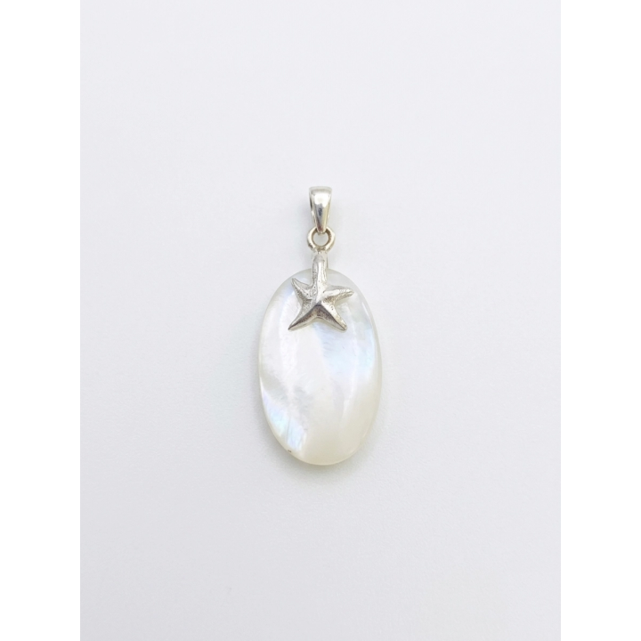 Pendentif Nacre Blanche Étoile de Mer Argent 925 - Bijou Marin