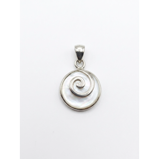 Pendentif Spirale Nacre Blanche et Argent 925 | Bijou Artisanat