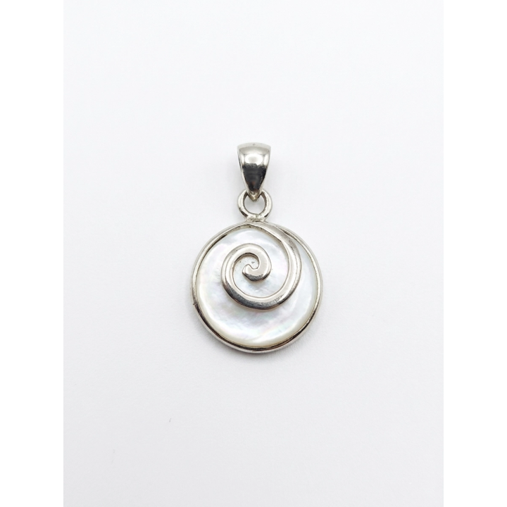 Pendentif Spirale Nacre Blanche et Argent 925 | Bijou Artisanat