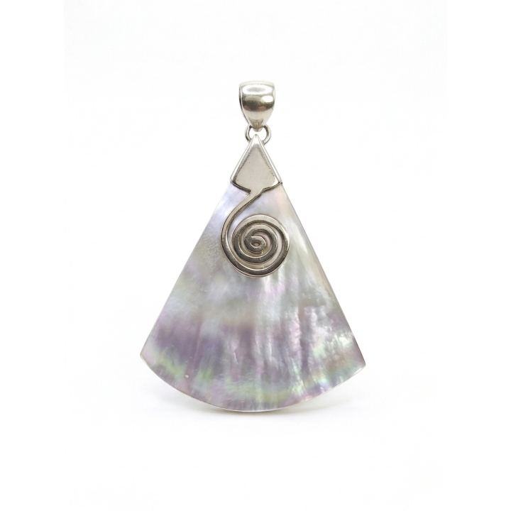 Pendentif Spirale en Nacre et Argent Massif | Bijou Artisanal