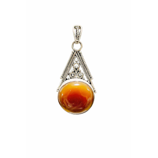 Pendentif Cornaline et Argent Massif – Énergie, Élégance et Protection