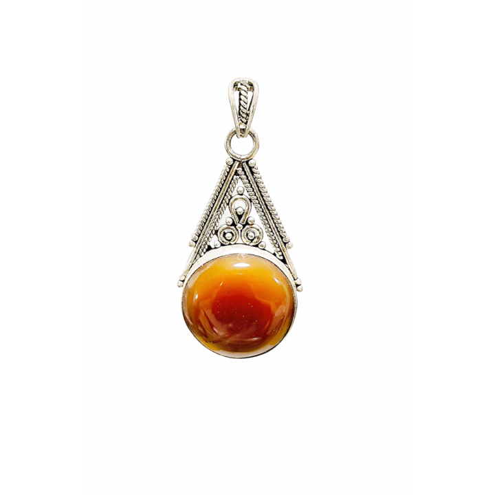 Pendentif Cornaline et Argent Massif – Énergie, Élégance et Protection