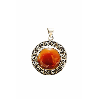 Pendentif Cornaline en Argent Massif – Énergie, Élégance et Protection