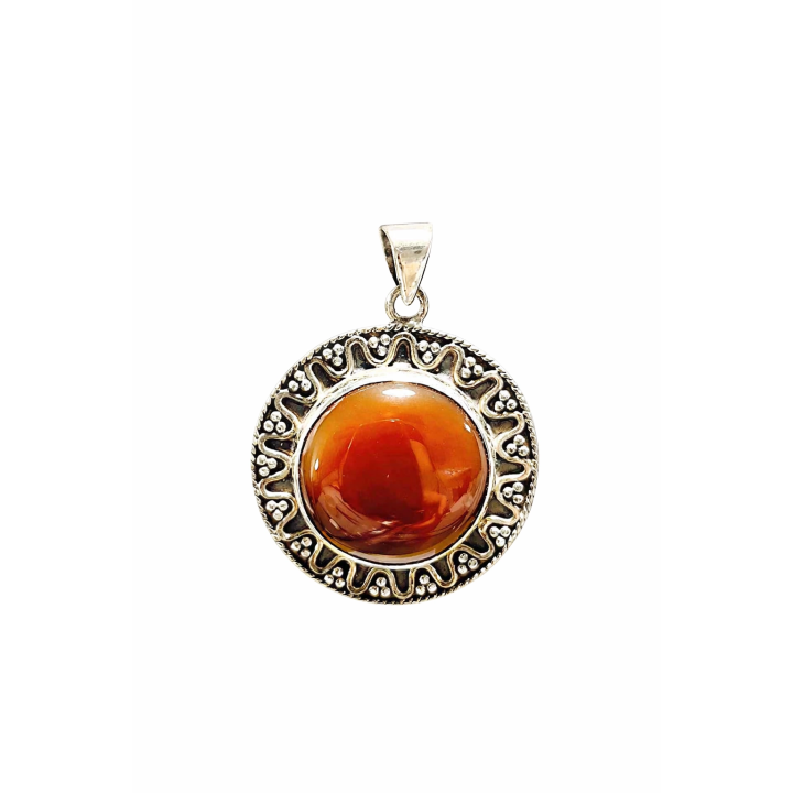 Pendentif Cornaline en Argent Massif – Énergie, Élégance et Protection