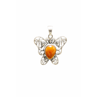 Pendentif Papillon en Cornaline et Argent Massif – Énergie, Créativité et Élégance