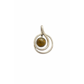 Pendentif en Argent et Œil-de-Tigre – Design Double Spirale