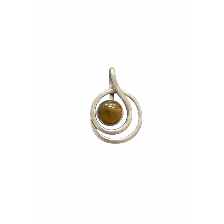 Pendentif en Argent et Œil-de-Tigre – Design Double Spirale
