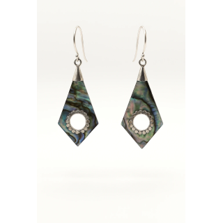 Boucles d’Oreilles Argent Massif & Abalone – Design Géométrique Élégant