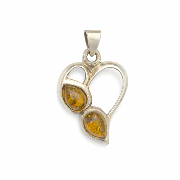 Pendentif Amore en Ambre et Argent Massif S925
