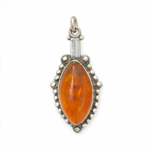 Pendentif Ambre et Argent Massif – Élégance Naturelle et Énergie Solaire