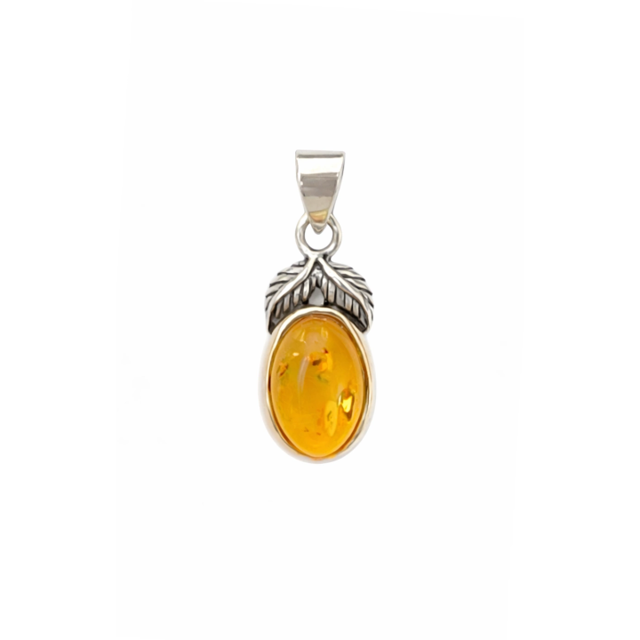 Pendentif Ambre et Argent Massif – Élégance Naturelle et Énergie Solaire