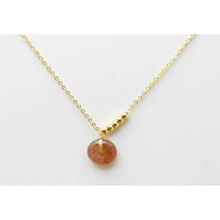 Collier Agate Fraise - Pendentif Bouton de Sécurité