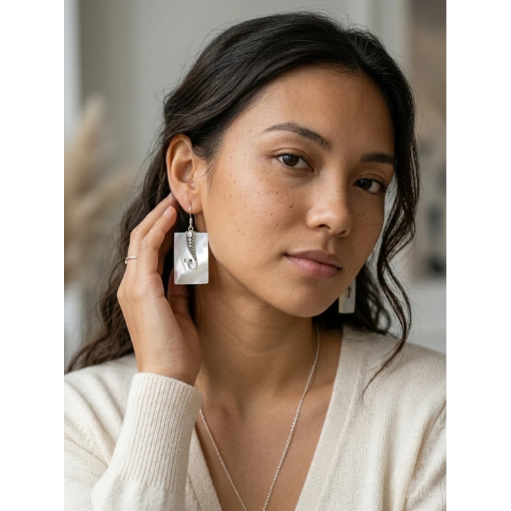 Boucle d'oreilles nacre blanche