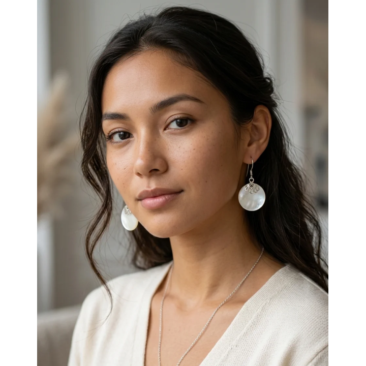 Boucle d'oreilles nacre blanche