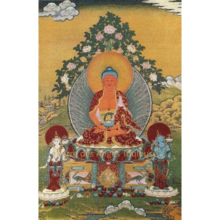 Thangka du Bouddha Amitābha – Sagesse et Protection des Bodhisattvas