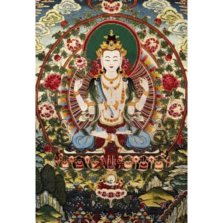 Thangka d’Avalokiteshvara – Compassion, Protection et Énergie Bienveillante