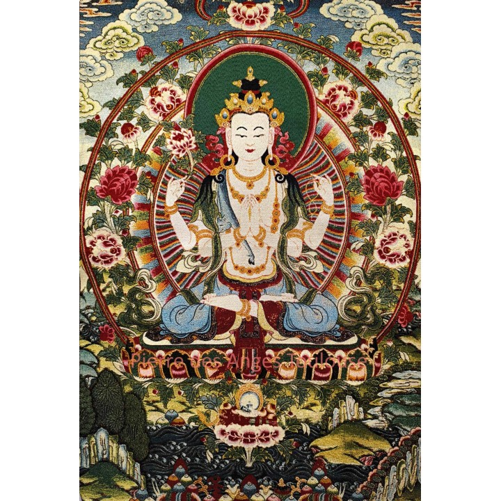 Thangka d’Avalokiteshvara – Compassion, Protection et Énergie Bienveillante