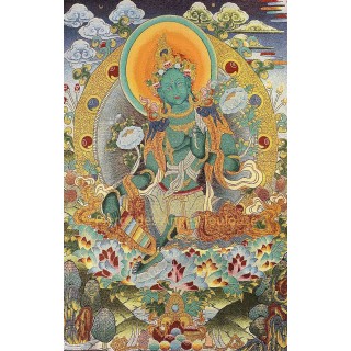 Thangka Tārā Verte – Protection et Compassion Active
