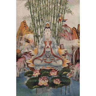 Thangka Guanyin – Compassion et Harmonie Naturelle