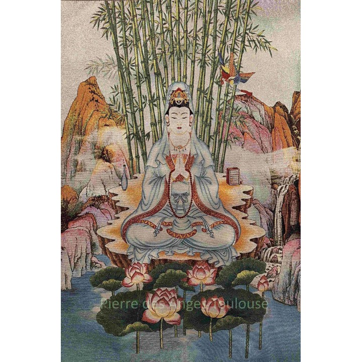 Thangka Guanyin – Compassion et Harmonie Naturelle