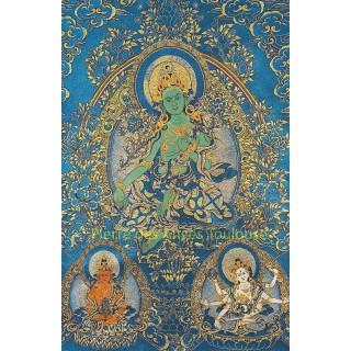 Thangka de la Tara Verte et des Divinités de Longue Vie