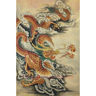 Thangka du Dragon Impérial et la Perle Sacrée