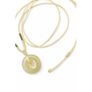 Pendentif Jade Bi Disc avec Cordon Tressé Traditionnel