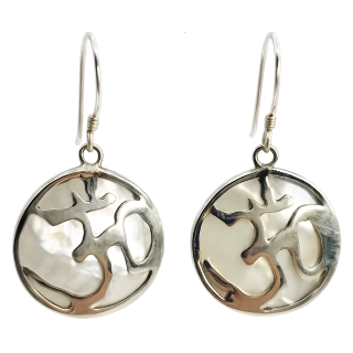 Boucles d’Oreilles Om en Nacre & Argent