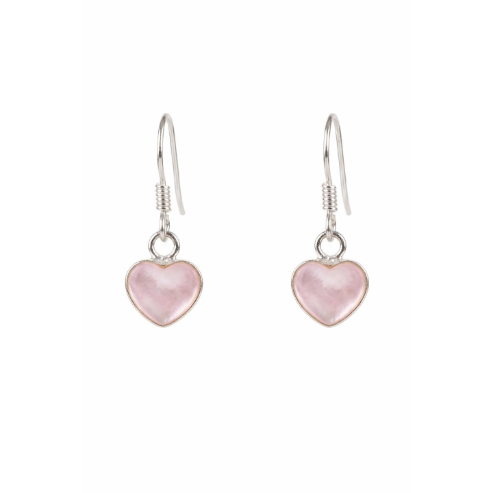 Boucles d’Oreilles en Nacre & Argent Cœur Rose – Élégance et Douceur