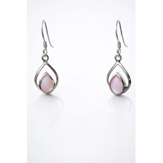 Boucles d’Oreilles Goutte en Nacre Rose & Argent – Douceur & Lumière Naturelle