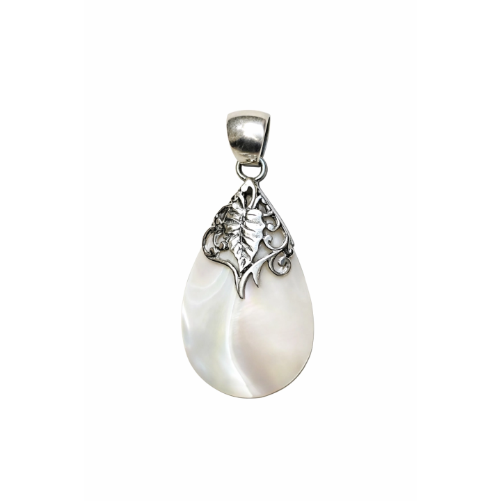 Pendentif goutte en nacre et argent 925 – Élégance naturelle & énergie apaisante